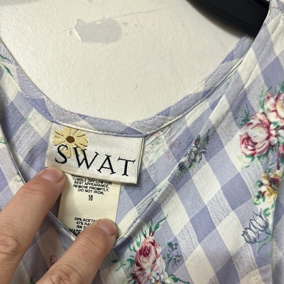 Floral Checkered Kids Dress SWAT 90’s vintage - Picture 2 of 2
